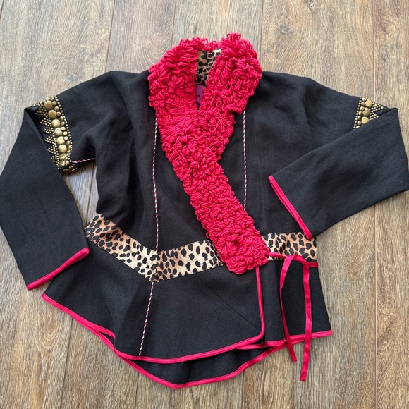 Etro Milano linen silk metallic bead crop blazer - Picture 2 of 15